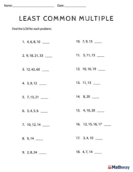 Print Out Our Worksheet For Finding The Least Common Multiple Math 