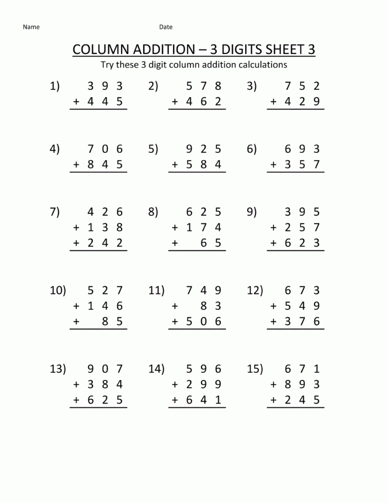 Printable Math Addition Worksheets Learning Printable