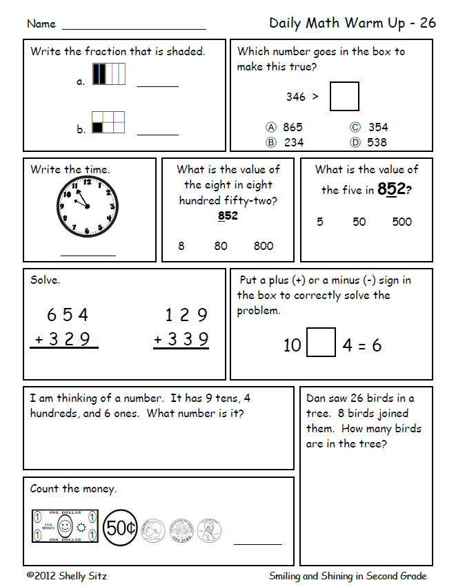 Printable Second Grade Math Review Worksheets Thekidsworksheet Common
