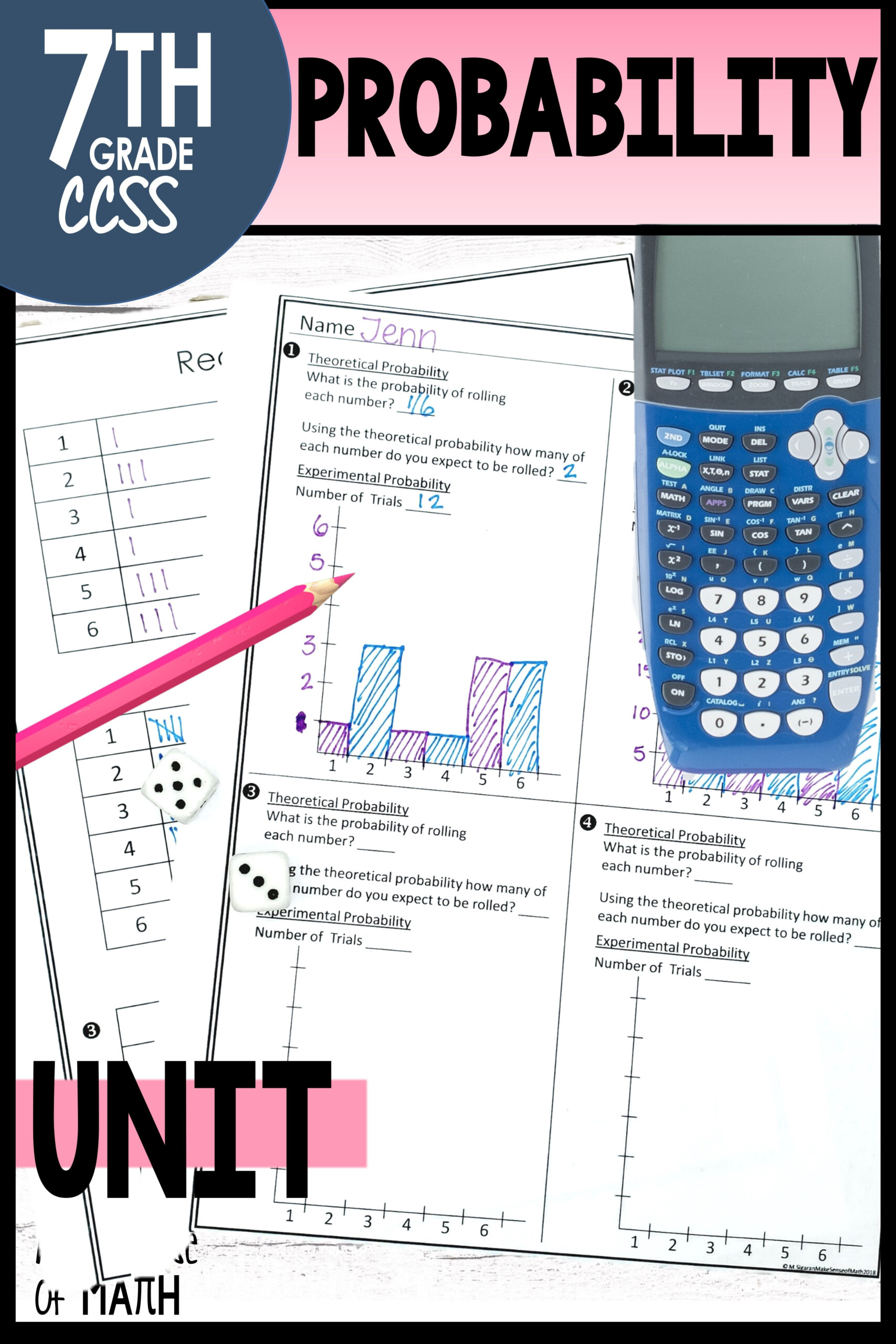 Probability Unit 7th Grade Math CCSS In 2021 Math Games Middle School 