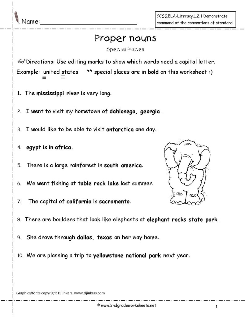 Proper Nouns Worksheets Grade 3 Proper Nouns Worksheet Nouns 