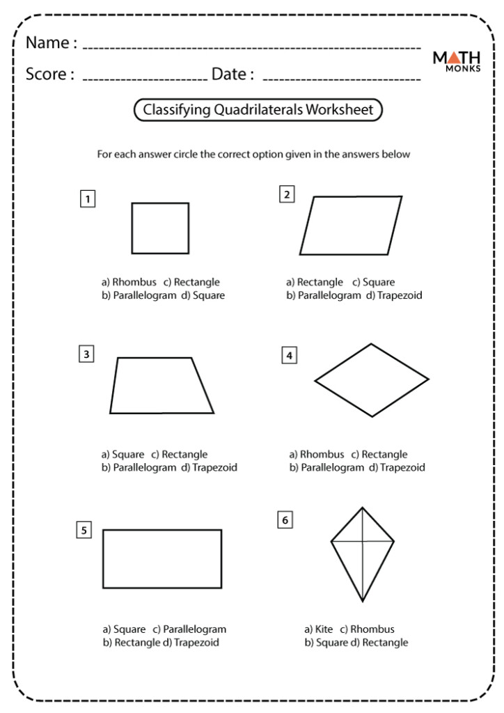 Quadrilateral Hierarchy Worksheet