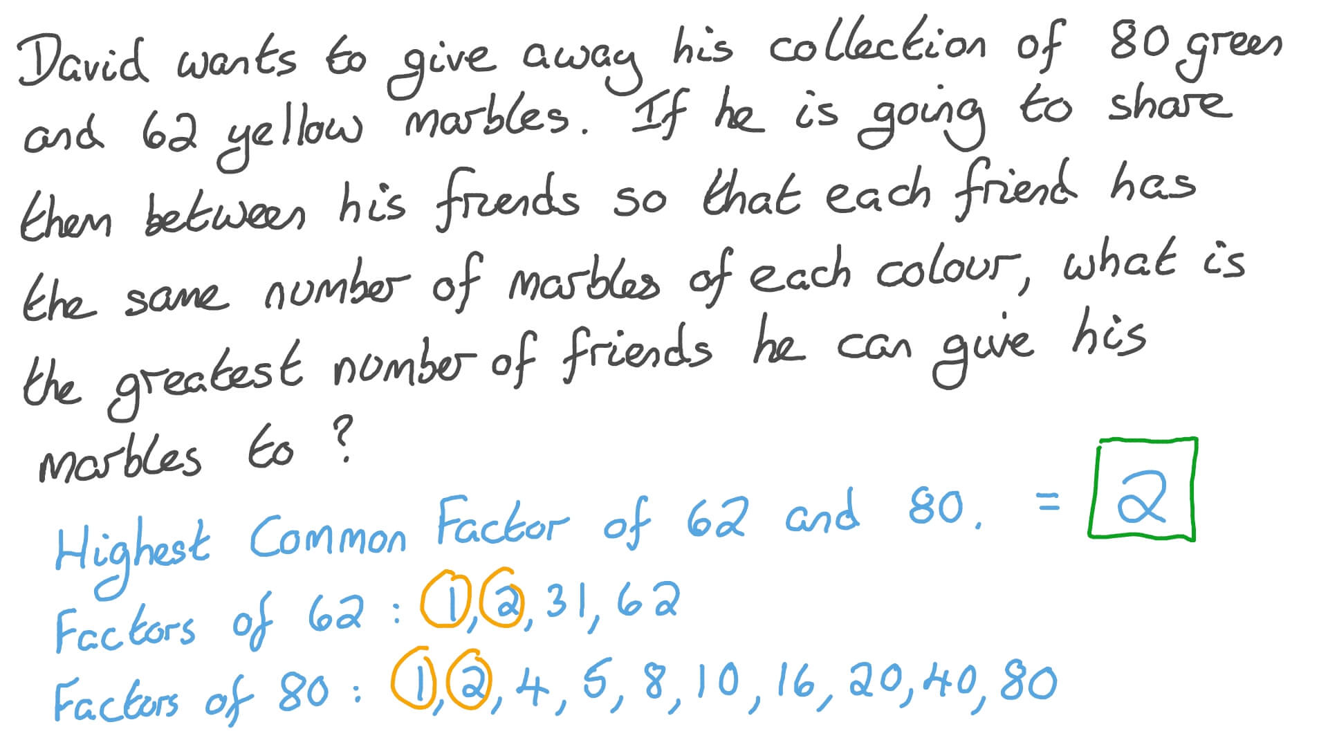 Question Video Finding The Greatest Common Factor In Word Problems Nagwa