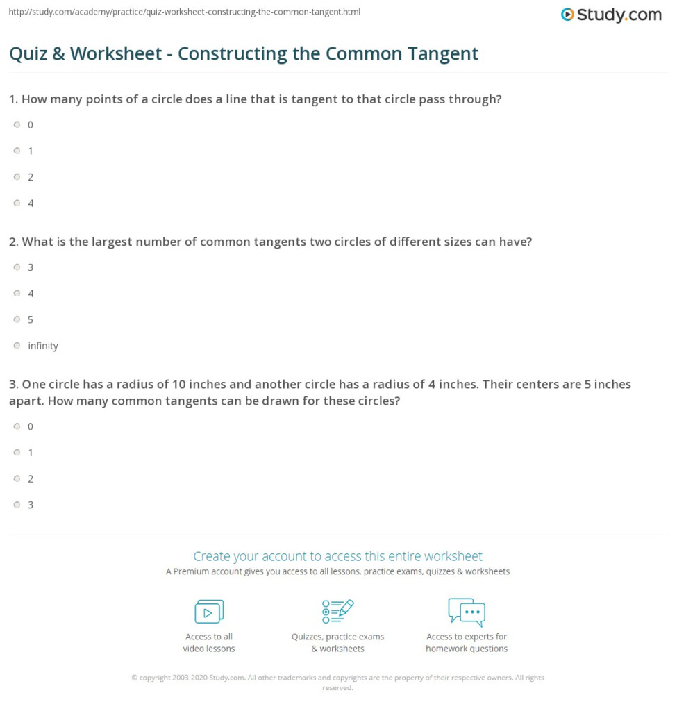 Quiz Worksheet Constructing The Common Tangent Study