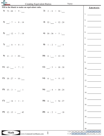 Ratio Worksheets Free CommonCoreSheets