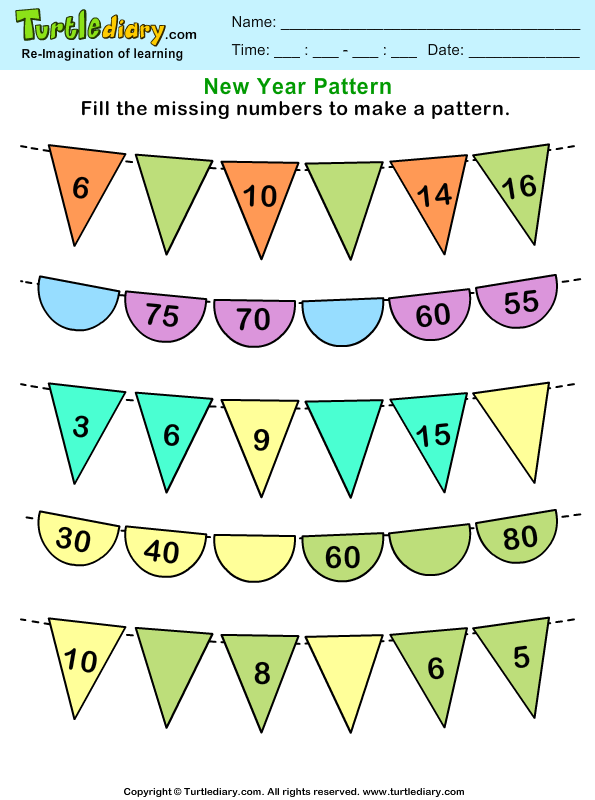 Recognize Number Patterns And Complete Them Worksheet Turtle Diary 