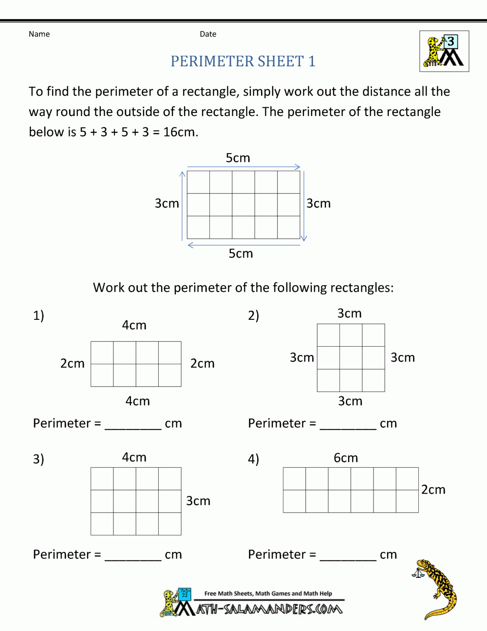 Rectilinear Area Worksheet Third Grade