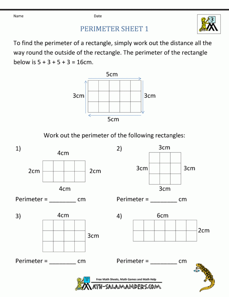 Rectilinear Area Worksheet Third Grade