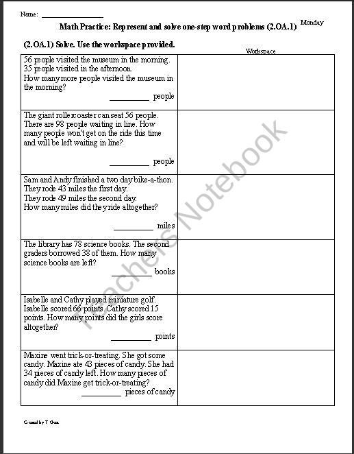 Search Results Teachers Notebook Word Problem Worksheets Word 
