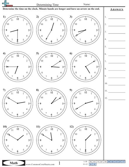 Second Grade Math Worksheets Free Printable K5 Learning Telling Time 