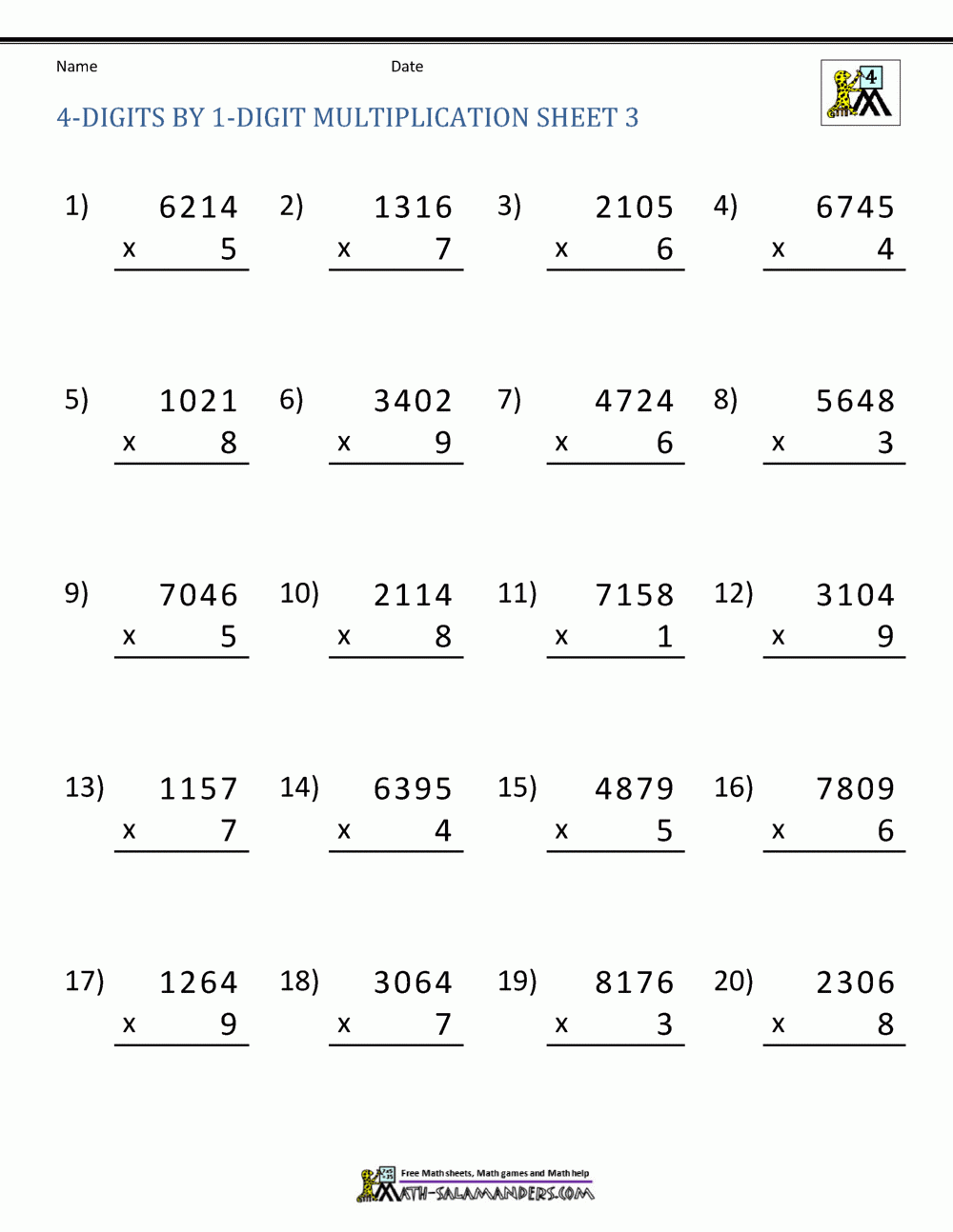 Short Multiplication Worksheets Year 4 Times Tables Worksheets