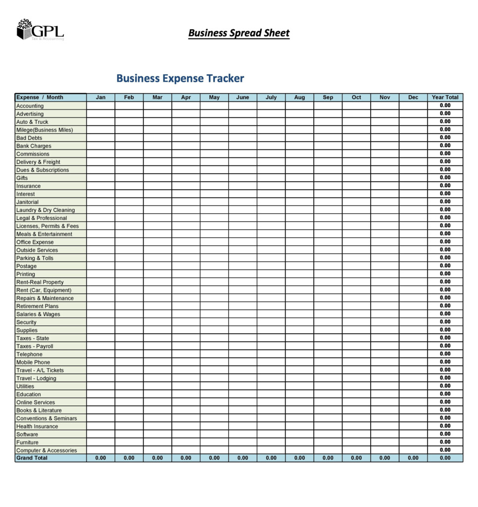 Small Business Expense Spreadsheet Template Free Docvast