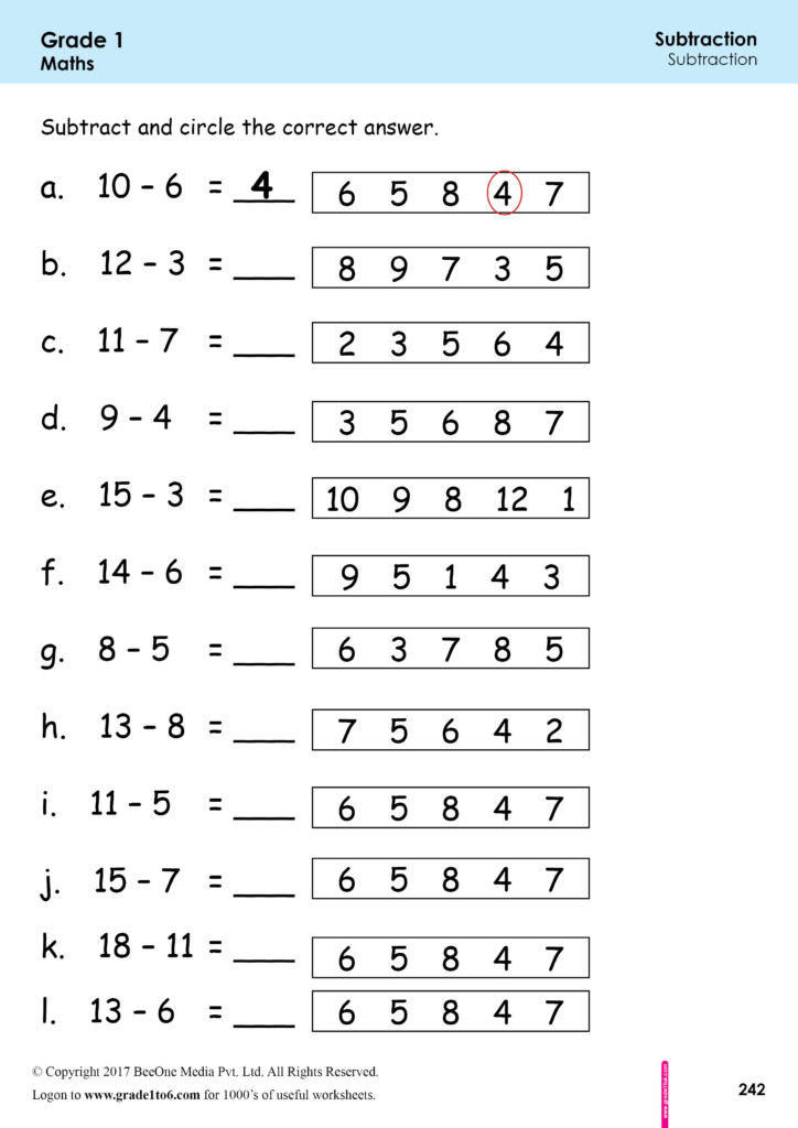 Subtraction For 1st Graders Worksheets WorksheetsCity