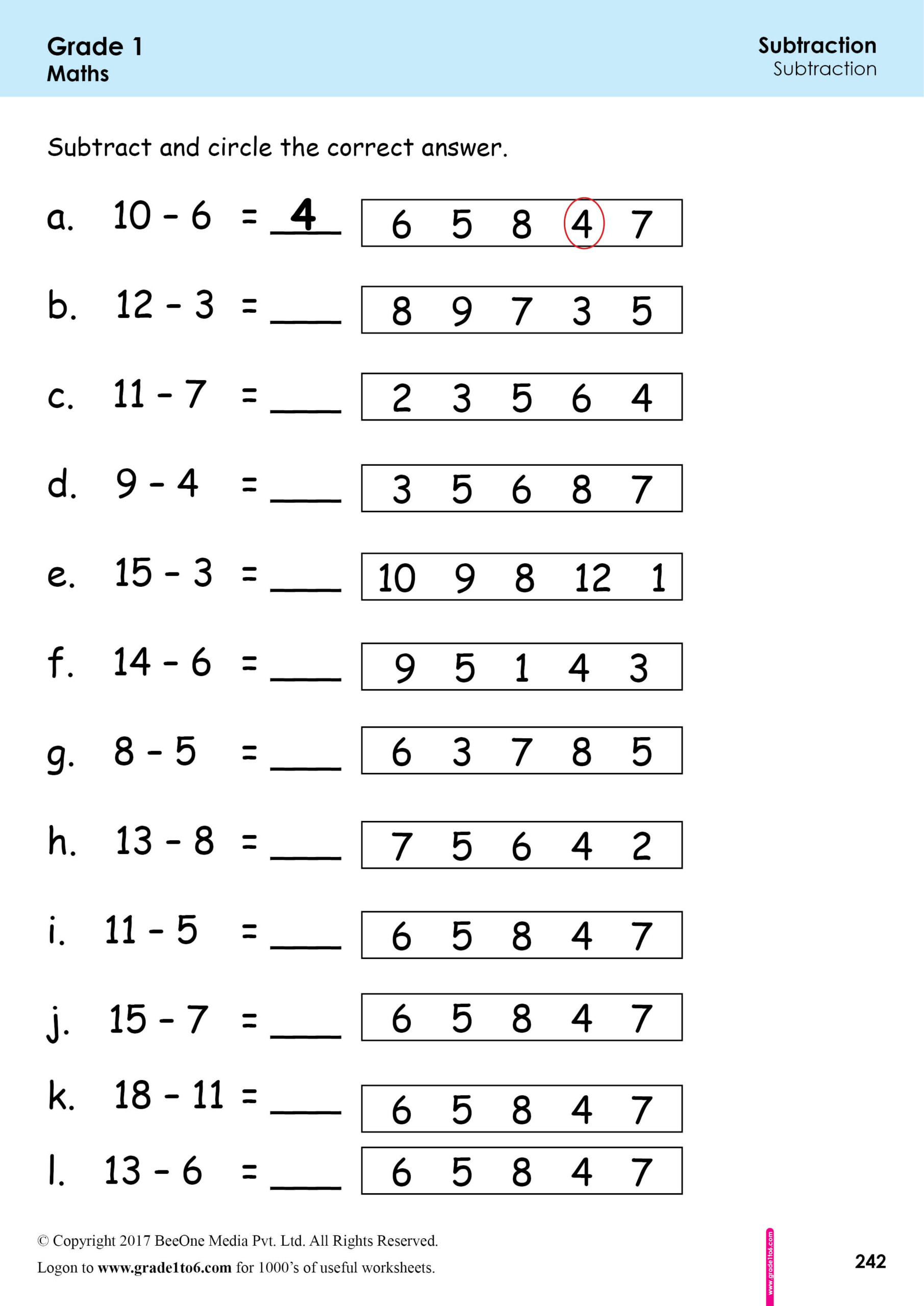 Subtraction For 1st Graders Worksheets WorksheetsCity