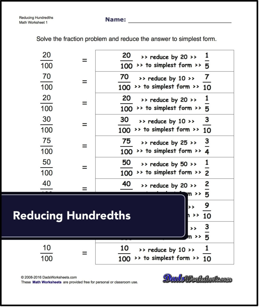These Worksheets Deal With Reducing Common Fractions To Lowest Mixed 
