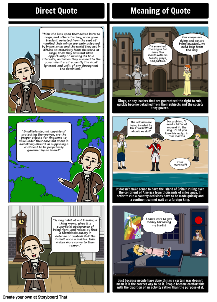 Thomas Paine Common Sense Quote Analysis Storyboard