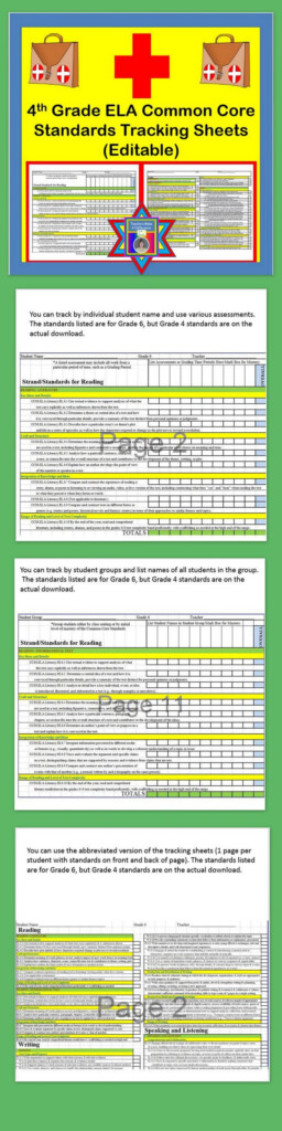 Tracking Sheets EDITABLE Common Core 4th Grade ELA By Domain Cluster 