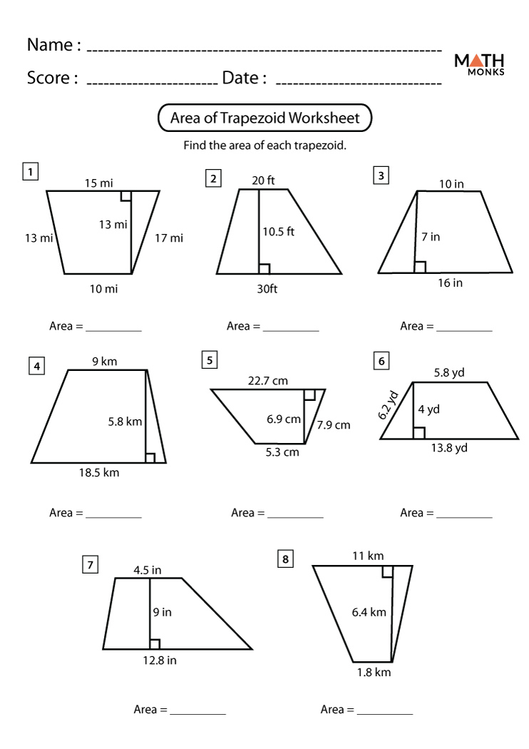 Trapezoid Worksheets Math Monks Common Core Worksheets