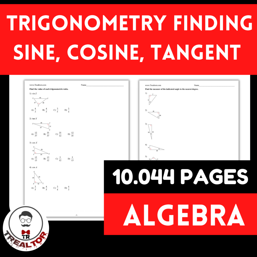 Trigonometry Finding Sine Cosine Tangent Worksheets With Answers PDF 