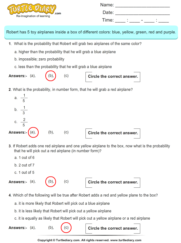 Understanding Basic Probability Common Core Sheets Answer Key 