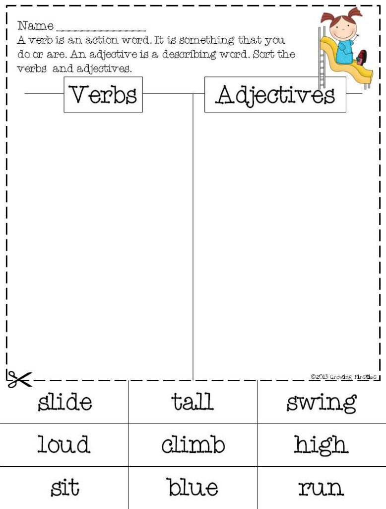 Verbs Vs Adjectives La Worksheets Mon Core Ela Common Core Describing 
