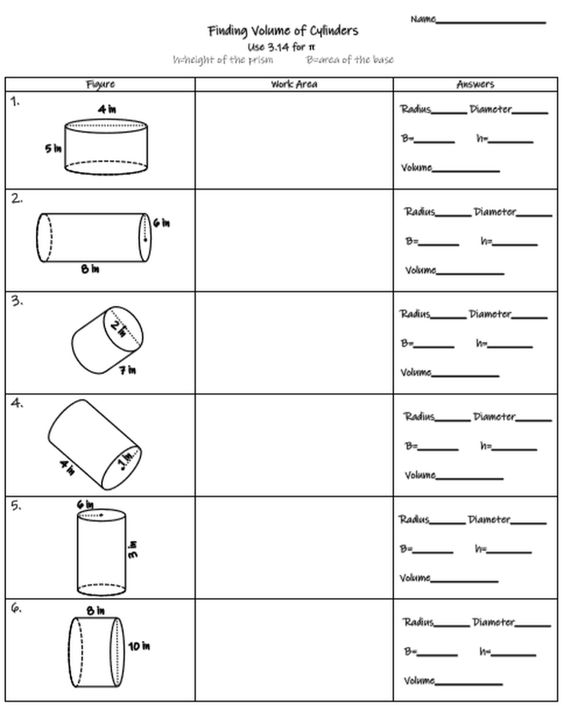 Volume Of A Cylinder Worksheet Grade 8 Answer Key Sara Battle s Math 