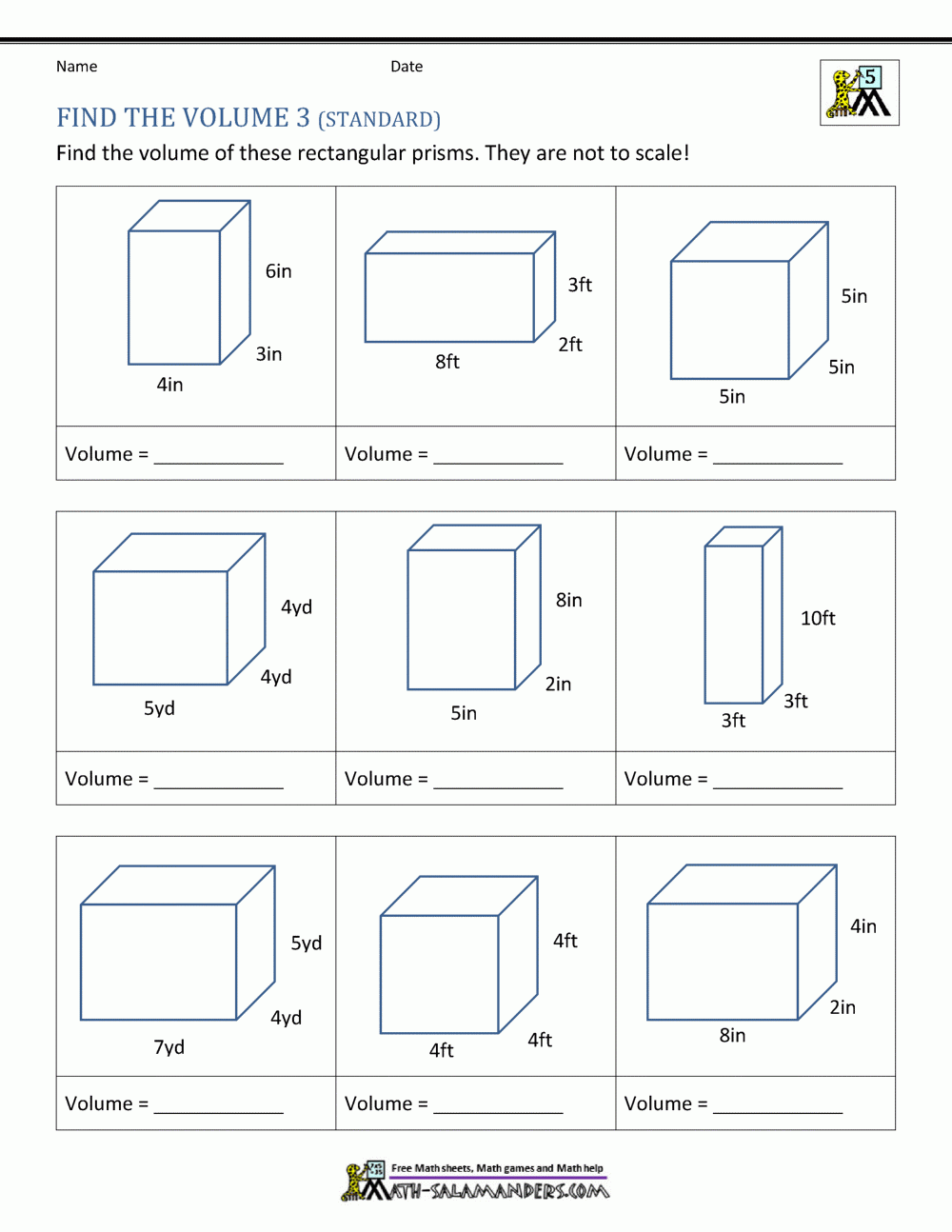 Volume Worksheets For 5th Graders