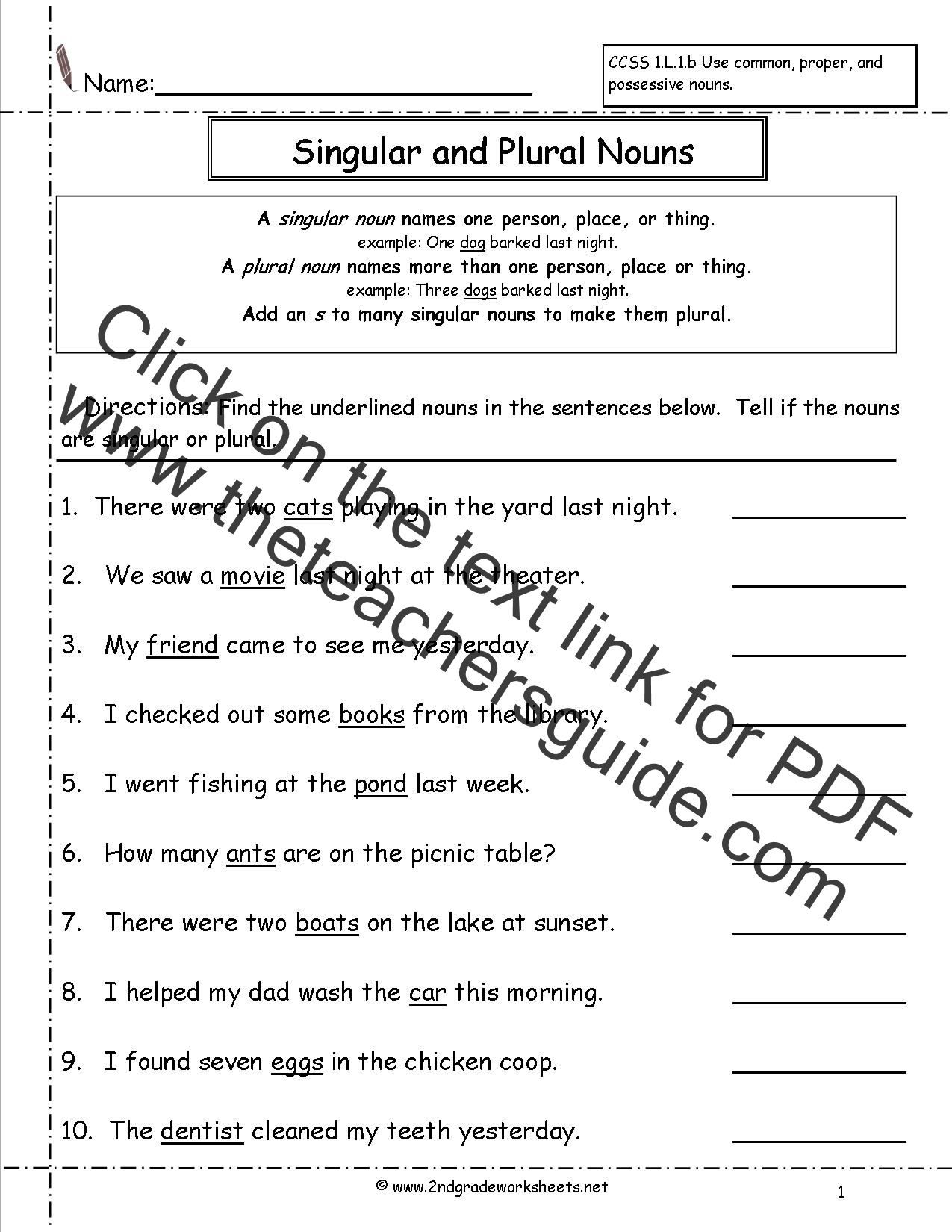 Worksheets For Singular And Plural Nouns